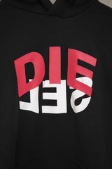 Diesel Men’s Black Cotton Big Logo Hoodie Size XL Made in Bangladesh
