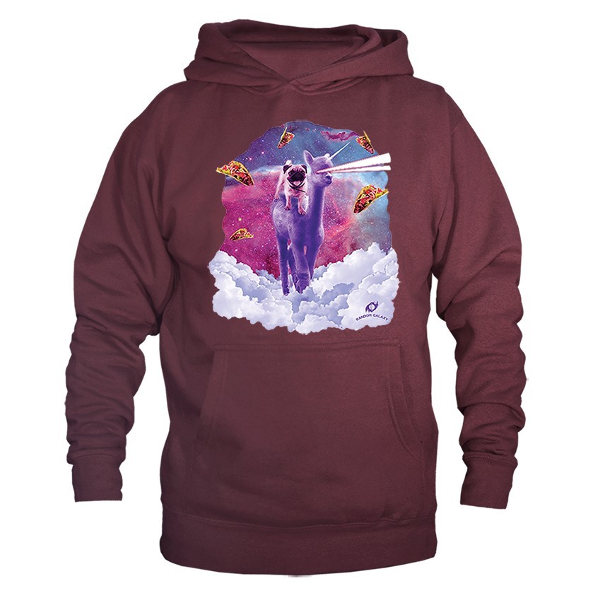 Cosmic Pug Riding Alpacacorn Animal Pet Funny Joke Humor Pullover Hoodie