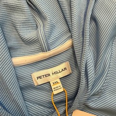 Peter Millar Pine Performance Hoodie Mens 2XL Golf Blue Striped Pullover EK45B