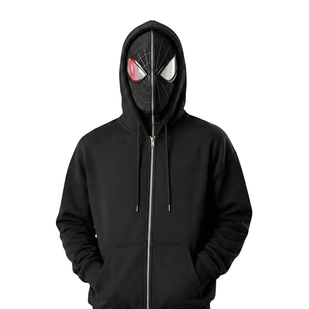 Handmade Inspired Spider-Man Wear Hoodie Black Zip-Up Fleece Jacket