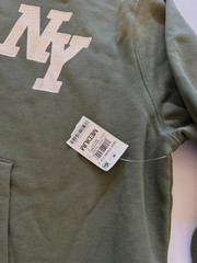 Mode of One Mens Long Sleeve Oversized NY Hoodie in Wild Ivy Size M