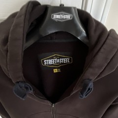 Street & Steel Men’s Full Zip Hooded Hoodie w/ Pockets Brown Size M
