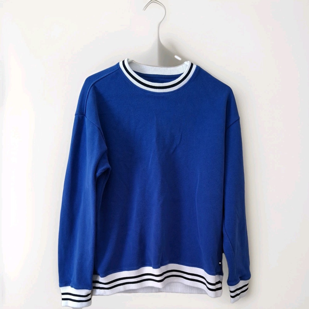 Edgar + Ash Blue White Black Trim Sweatshirt Mens Medium