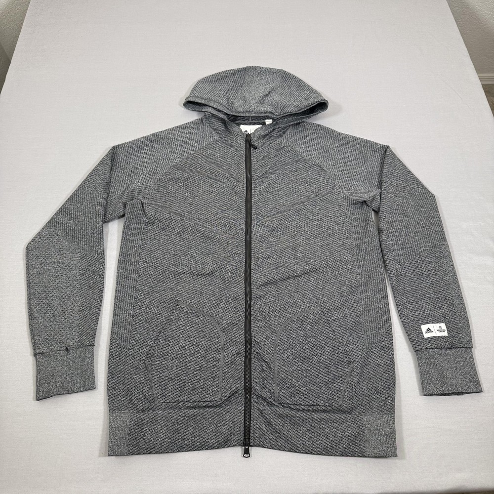 Reigning Champ Hoodie Mens Large Gray Adidas Zip Up Sweater Jacket Stretch Gym