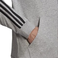 Adidas Men’s Essentials French Terry 3-Stripes full-zip Hoodie Small Gray