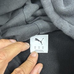 PUMA Hoodie Mens M Gray Pullover Fleece Hooded Pockets Drawstring Logo