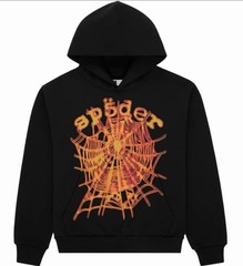 sp5der Men’s Black Pullover Hoodie M Spider Web Logo Graphic Pockets