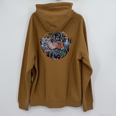 BURLEBO Men’s Midweight Fleece Hoodie Sweatshirt M Light Brown Duck Hunting Dog
