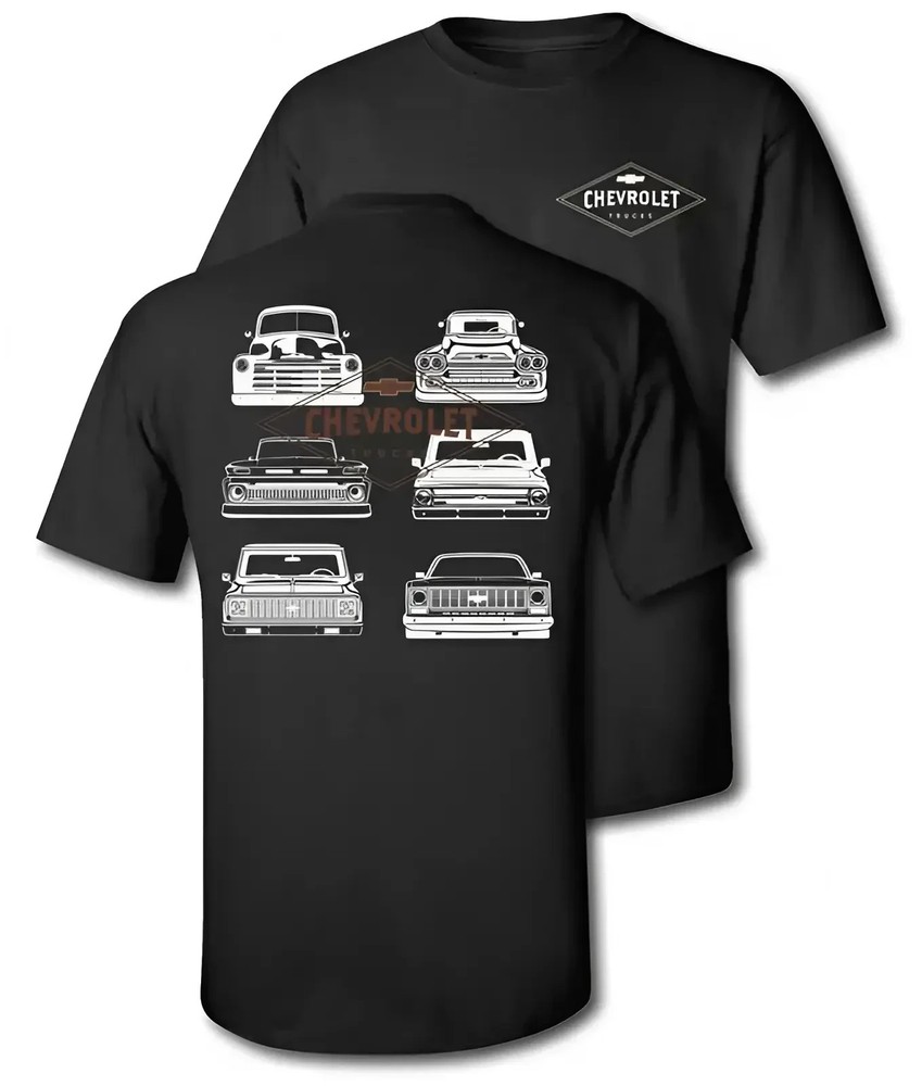 Chevy Front Grille T-Shirt, Classic Chevrolet Truck Generations Line Art