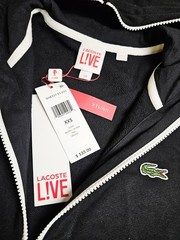 Lacoste LIVE Hoodie Black XXS Full Zip Cotton Sweatshirt Pockets Logo