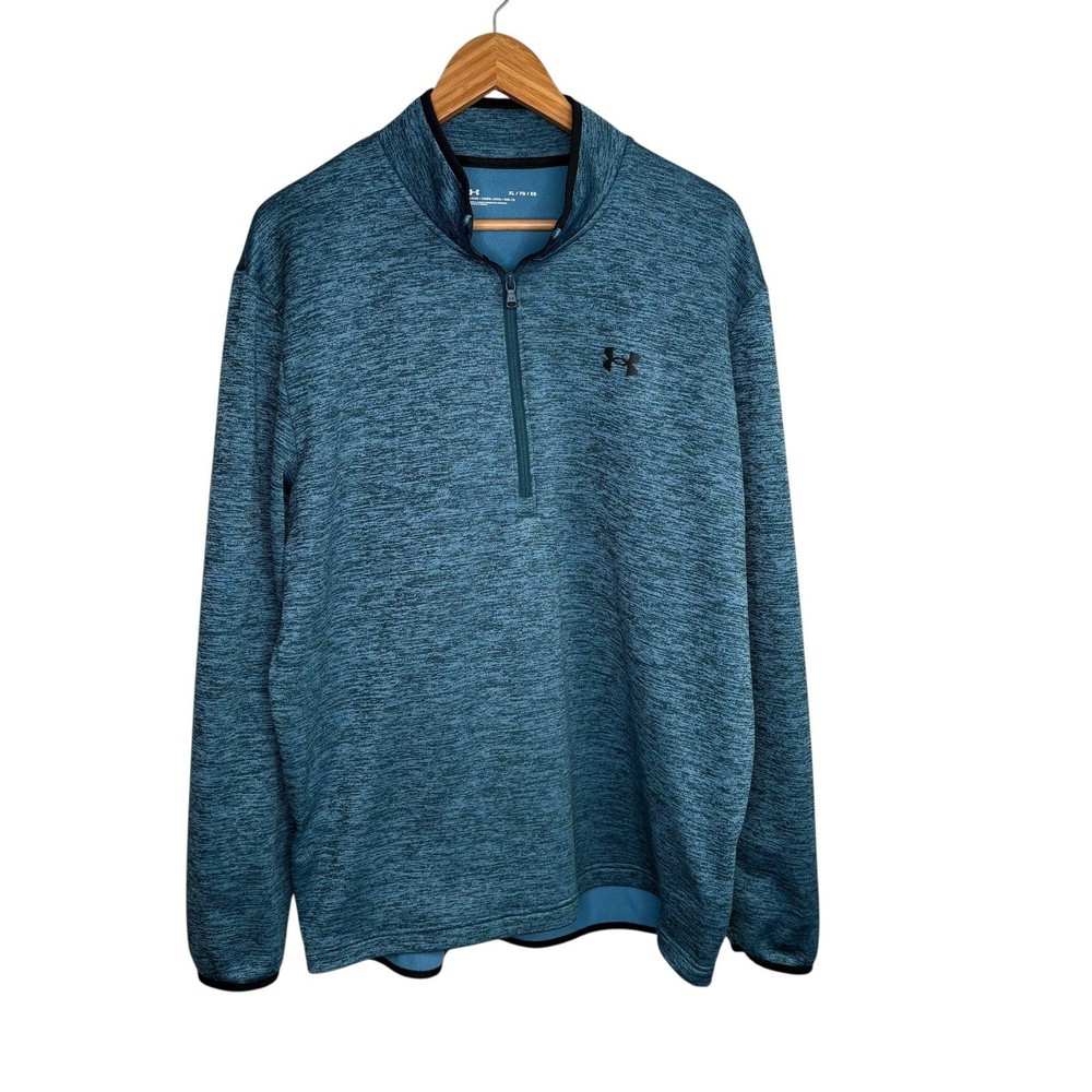 Under Armour Men’s Sweatshirt XL Blue Pullover 1/4 Zip Loose Fit Fleece Lined