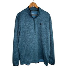 Under Armour Men’s Sweatshirt XL Blue Pullover 1/4 Zip Loose Fit Fleece Lined