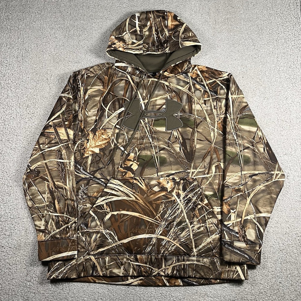 Under Armour Hoodie Men XL Camo Fleece Pullover Hunting Outdoor Storm Sweatshirt