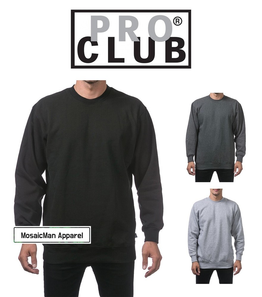 Pro Club Men’s Heavyweight Plain Crew Neck Fleece Pullover Sweatshirt Sweater