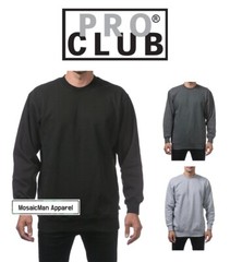 Pro Club Men’s Heavyweight Plain Crew Neck Fleece Pullover Sweatshirt Sweater