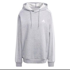 adidas Men’s Essentials Fleece 3-stripes Hoodie, Medium Grey Heather, Small