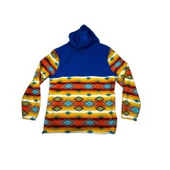 Massive Outdoor XL Aztec Southwestern Fleece Hooded Pullover Blue Multicolor