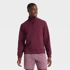 Men Spacer Half Zip Collared Sweatshirt – All In Motion Burgundy S