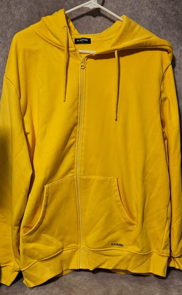 Men’s Alaviking Oversized Zip Up Hoodie Jesse Pinkman Type Yellow XL