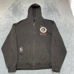 LRG Hoodie Mens Large Black Dark Wash Drawstring Outdoor Full Zip Fleece Lined