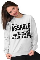 Dont Want Feelings Hurt Walk Away Funny Rude Adult Long Sleeve Crew Sweatshirt