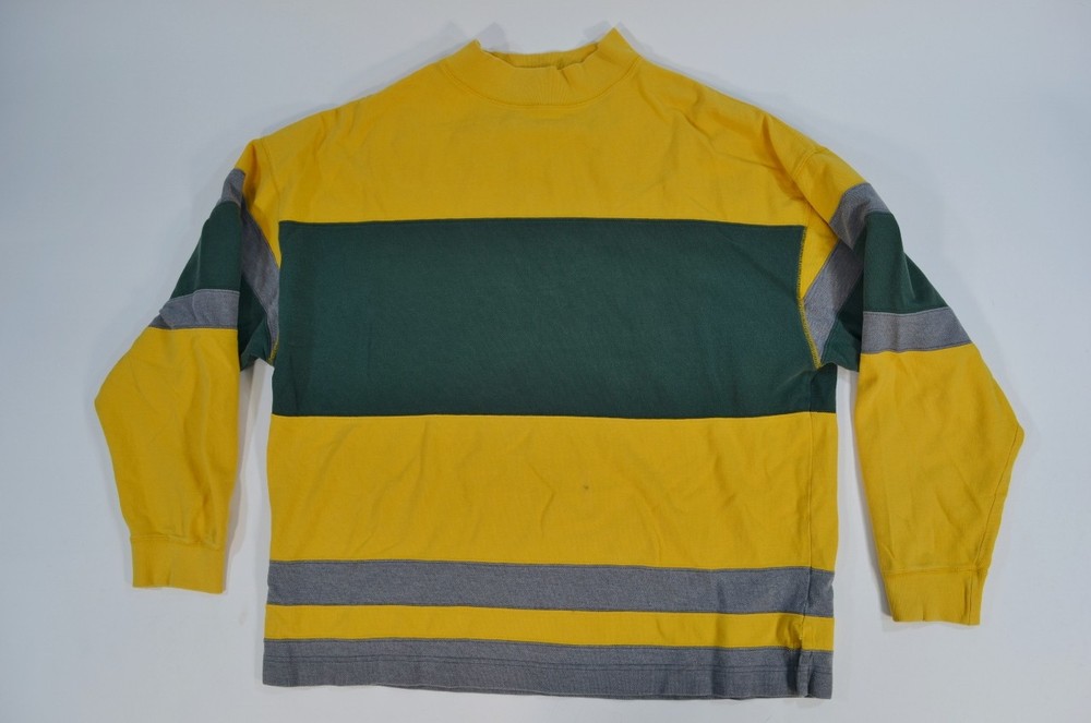 Vintage Gap 90’s Gold Yellow Green Gray Striped Shirt Pullover Sweatshirt Large