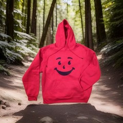 Kool-Aid Man 80s Logo Mens Large Red Hoodie Sweatshirt 46″ CHEST 28″ LONG New