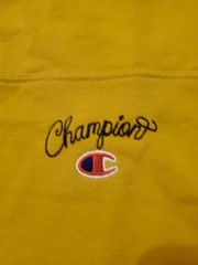 Champion Mens Size Medium BAGGY Varsity Crewneck Sweatshirt Yellow Y2K Sz M