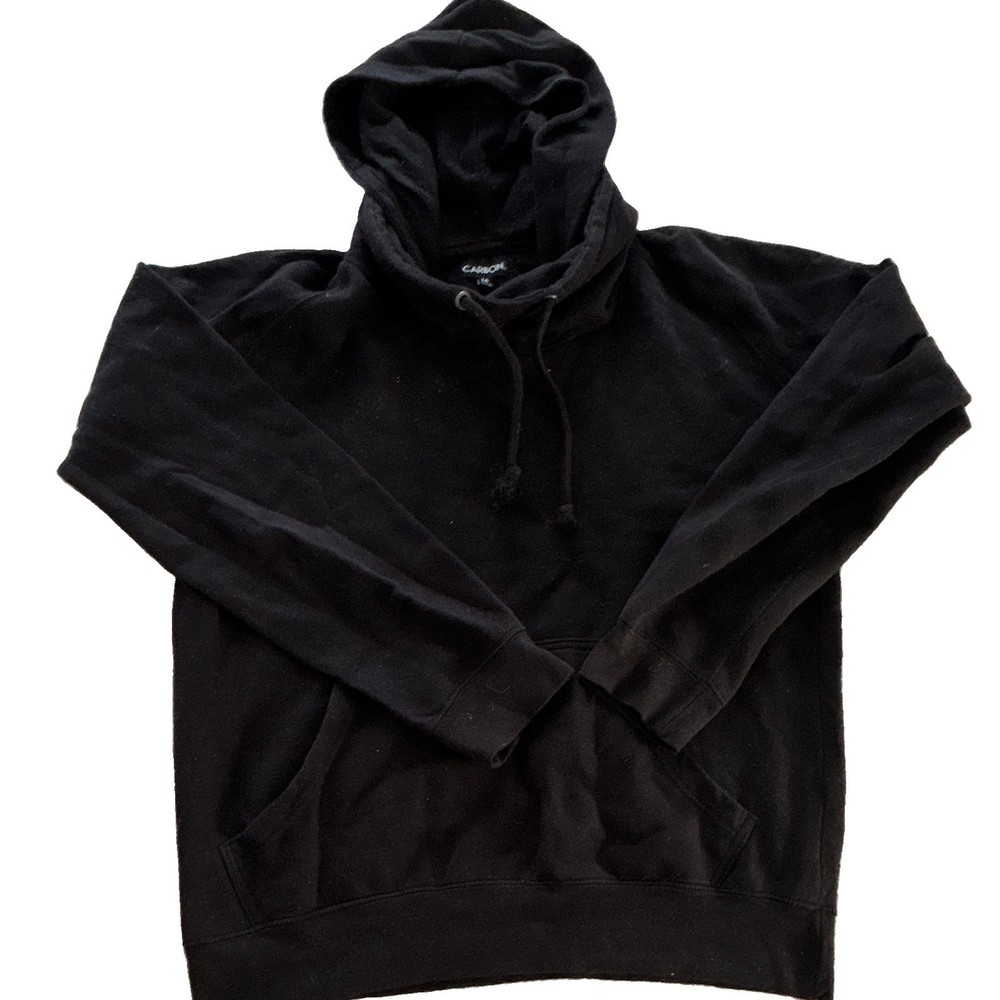 CARBON Hoodie Men M Black Solid Pullover Hooded Drawstring Pockets