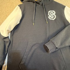 Holloway Adult Large Black White Colorblock Hoodie Varsity S Patch Sweatshirt