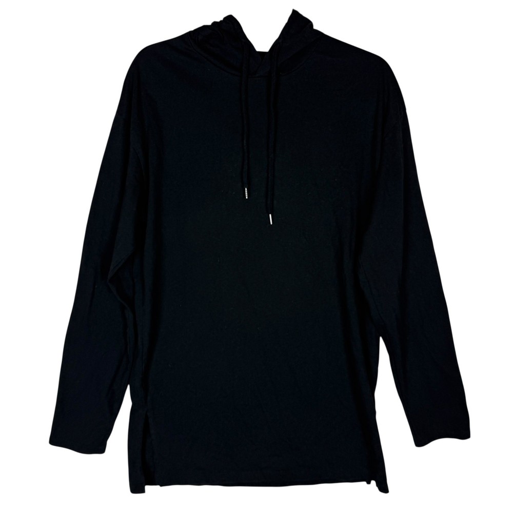Forever 21 Hoodie Mens Medium Black Cotton Side Slit Drawstring Oversized