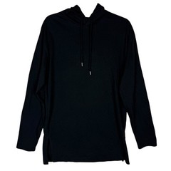 Forever 21 Hoodie Mens Medium Black Cotton Side Slit Drawstring Oversized
