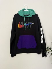 Nike Air Men’s L Fleece Pullover Hoodie Black/Green/Purple Graphic Logo
