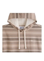 Hurley Mens Medium Bristlecone Stripe Terry Pullover Hoodie Brown Beige Hooded