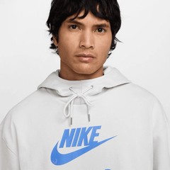 NEW Nike Air Fleece Hoodie HJ0273-009 Photon Dust Smoke Grey Royal Mens Size L