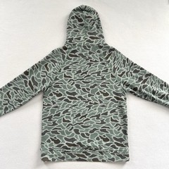 Burlebo Men Green Duck Camo Print Hunting Pullover Fleece Hoodie Sweatshirt M