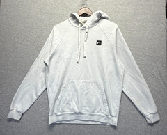 Under Armour Rival Fleece Hoodie Mens M White Athletic Gym Training Loose Fit