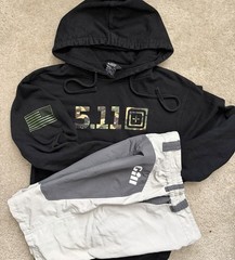2 Lot 5.11 Tactical Mens S Camouflage Logo Hoodie Gill Nylon # 1644 Shorts