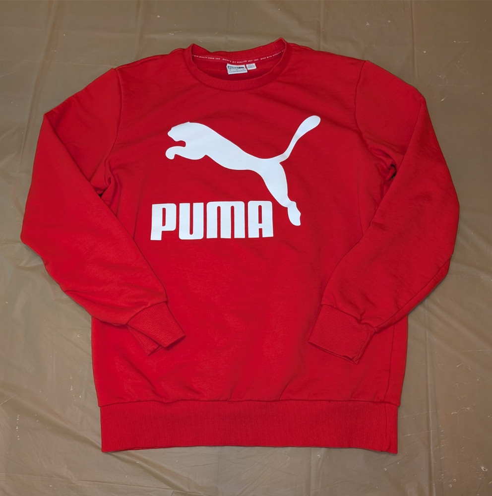 Puma Mens Red Big Logo Classic Fit Crewneck Sweatshirt Medium Long Sleeve