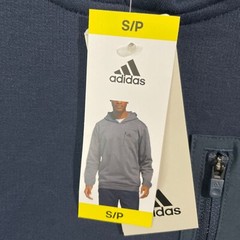 NEW Adidas Men’s S Blue Hooded Sweatshirt With Zip Pocket 100% Polyester