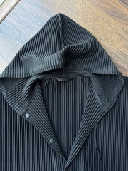 Homme Plisse Issey Miyake Pleated Hooded Longline | Black | Size 3 / Medium
