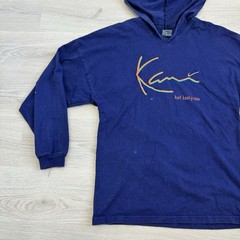 Vintage Karl Kani Hoodie Pullover 90s Hip Hop Blue/Purple Size L Script Tupac
