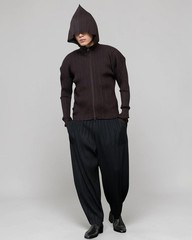 Pleats Please Issey Miyake Pleated Zip Hoodie Black Red Japan Size 3 PP74-JD367
