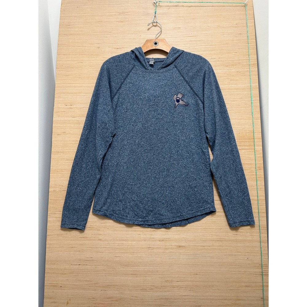 Unbranded Mens Small Blue Heathered Lightweight Performance Hoodie Kettlebell