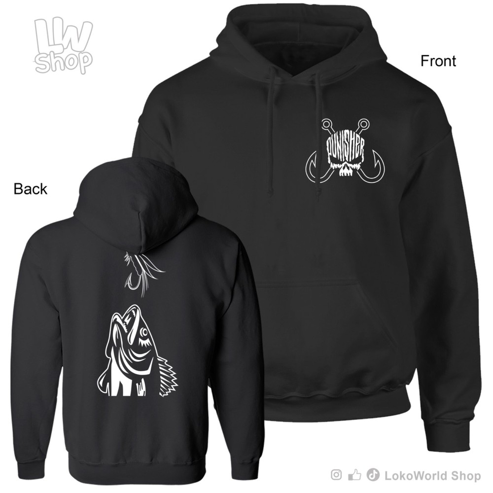 Punisher, Fishing Hook, FB, Unisex Black Hoodie