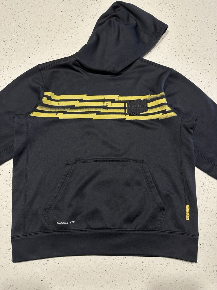 NIKE Livestrong Zip Hoodie Youth Teens XL Cycling 21×23 Black Y2K Armstrong
