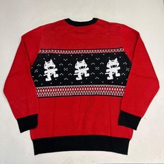 MONSTERCAT Records Holiday Intarsia Pullover Sweater Men’s Sz XL Deep Red/Black