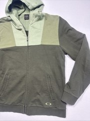 Oakley Green Color Block Hoodie Size L Full Zip Towel Like