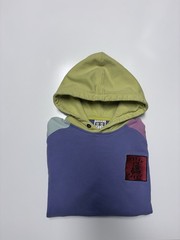 Teddy Fresh Colorblock Pullover Hoodie Size S Purple Green Pink Blue Pockets