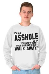 Dont Want Feelings Hurt Walk Away Funny Rude Adult Long Sleeve Crew Sweatshirt